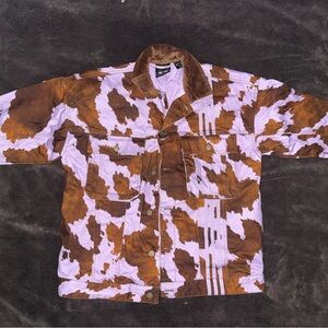 adidas Purple and Brown Cow Print Jean Jacket